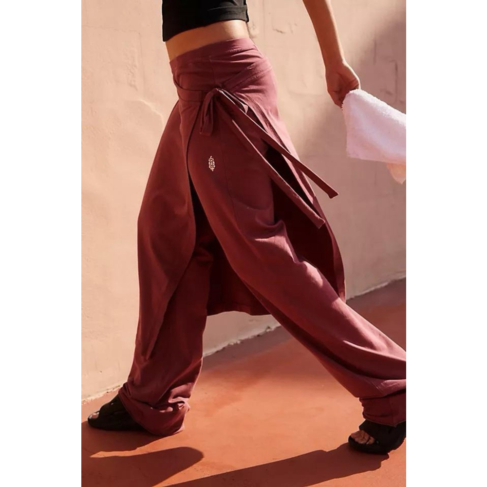 Free People Mauve Wrap Wide-Leg Pants